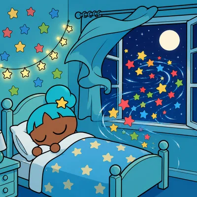 半夜,风带着一把纸星星从窗口溜走了
